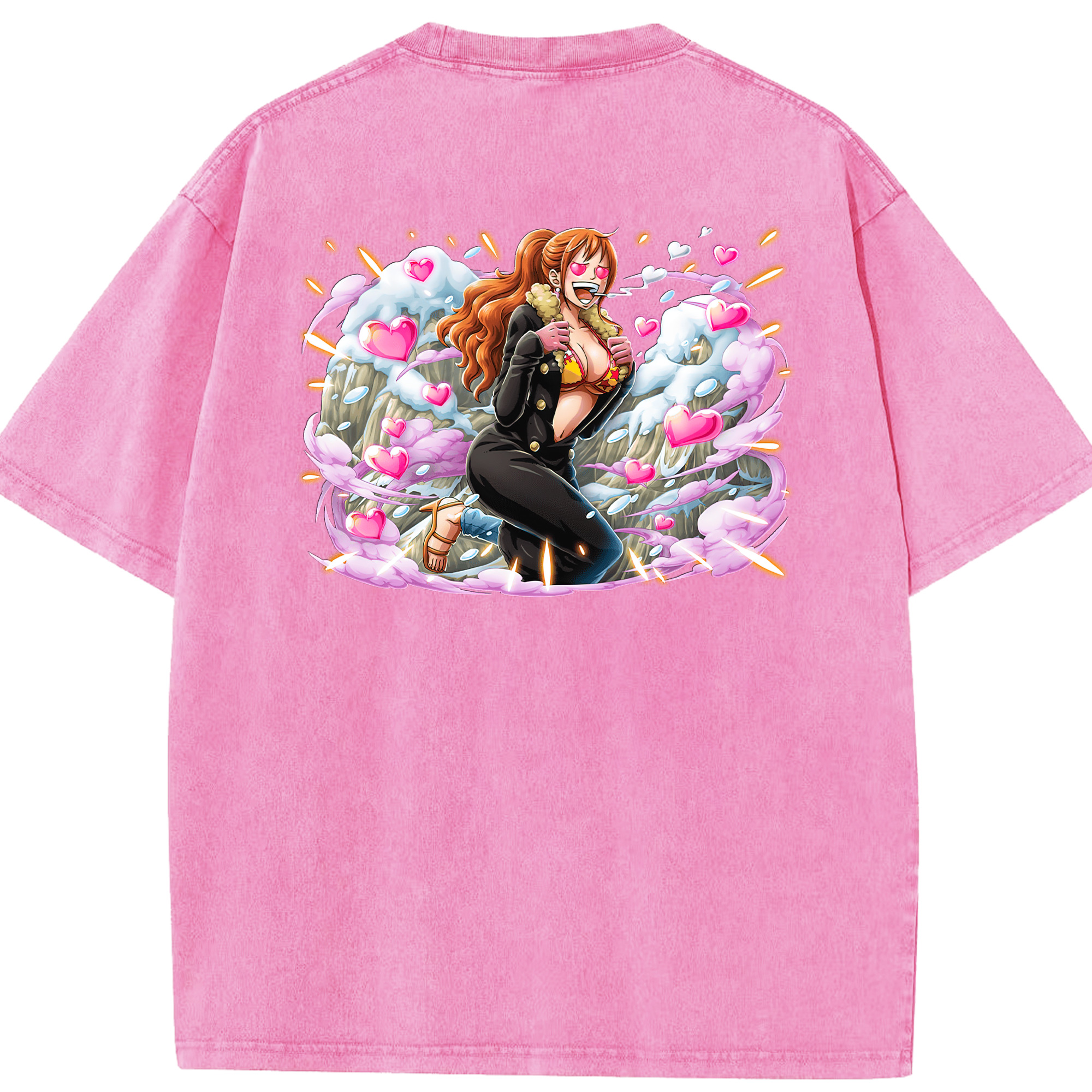 ワンピース ナミ ONE PIECE Nami 綿100% ヴィンテージ風 半袖Tシャツ（背面プリント）